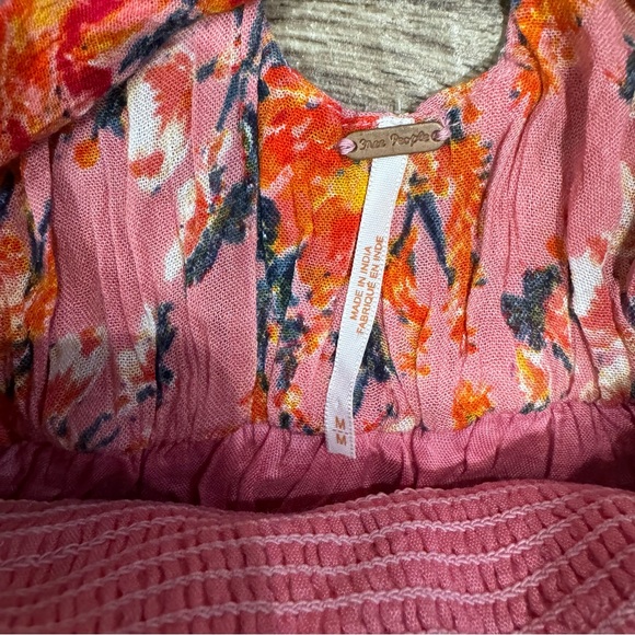 Free People Washed Ashore Mini Dress Size Medium Pink Lined Flowy Floral Dress - Picture 12 of 16